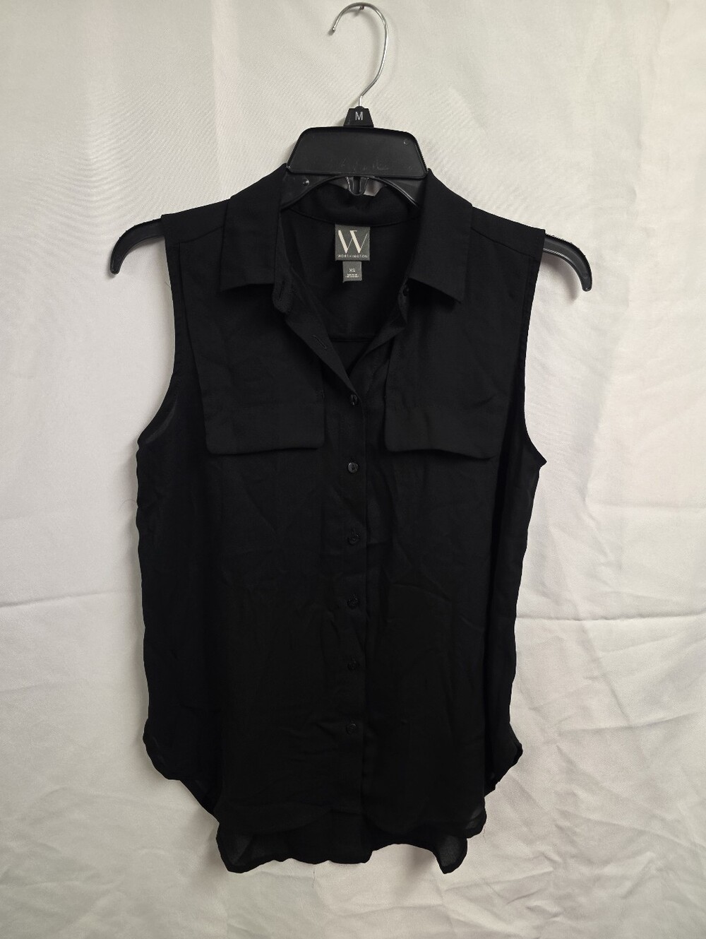 Worthington Black Sleeveless Button-Down Blouse
